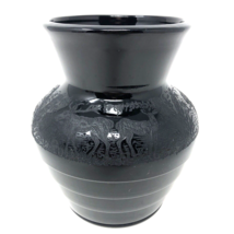 Paden City Glass #210 Regina Black Forest Vase Ebony Black Etched Flared 6.25&quot; - £41.32 GBP