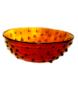 Vintage Iridescent Amber Glass Bowl Handblown Crystal Hobnail 11 1/2 in. - £27.24 GBP
