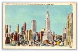 Midtown Manhattan Skyline New York City NY NYC UNP Linen Postcard I21 - £3.90 GBP