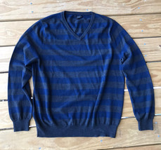 J Crew Men&#39;s Long Sleeve Knit Sweater Large Blue Gray 100% Merino Wool V... - £18.49 GBP