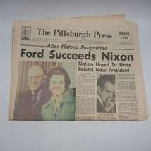 Giornali Pittsburgh Premere August 9 1974 Gerald Ford / Nixon Resignation - $39.58