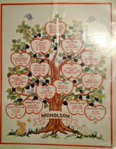 Bucilla 40577 Family Tree Counted Cross Stitch Kit 1993 Wooden Hoop - £29.49 GBP