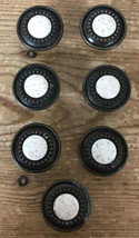 Set Lot 7 Vtg Brass Ceramic Round Speckled Drawer Handles Knobs Pulls - £772.26 GBP