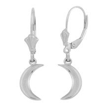 .925 Sterling Silver Crescent Moon Leverback Earrings - £26.80 GBP