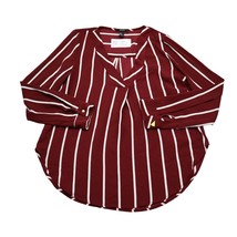 Forever 21 Shirt Womens M Red Long Sleeve V Neck Stripped Tunic Pullover - £12.76 GBP