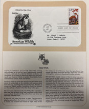 American Wildlife Mail Cover FDC &amp; Info Sheet Red Fox 1987 - £7.70 GBP