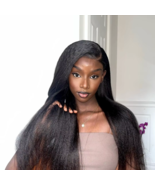 360 Kinky Yaki Straight Hd Transparent Lace Front 100% Brazilian Human H... - $224.24 CAD+