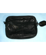 BLACK LEATHER 3 ZIPPERED COMPARTMENTS CAMERA OR ETC. CARRY BAG WITH BELT... - $17.82 CAD