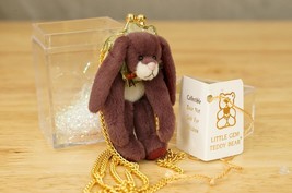 Little Gem Teddy Bears Toy Miniature Purple Bunny Rabbit Necklace Purse LOPPY - £29.78 GBP