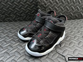 Nike 323420-064 Air Jordan 6 Rings TD Black Gym Red Kid Size 8C - £34.94 GBP