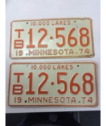 Match Number Set Pair 1974 TB12568 MINNESOTA MN LICENSE PLATE TAG ORIGIN... - €77,79 EUR
