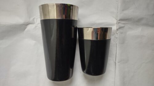 Drink Mixer Cups Small And Large Black And Silver Chrome Mix Set - $5.99