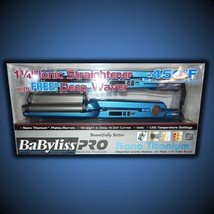 2 PC SET!  BABYLISS NANO TITANIUM DEEP WAVER &amp; 1 1/4 HAIR STRAIGHTENER F... - $219.99