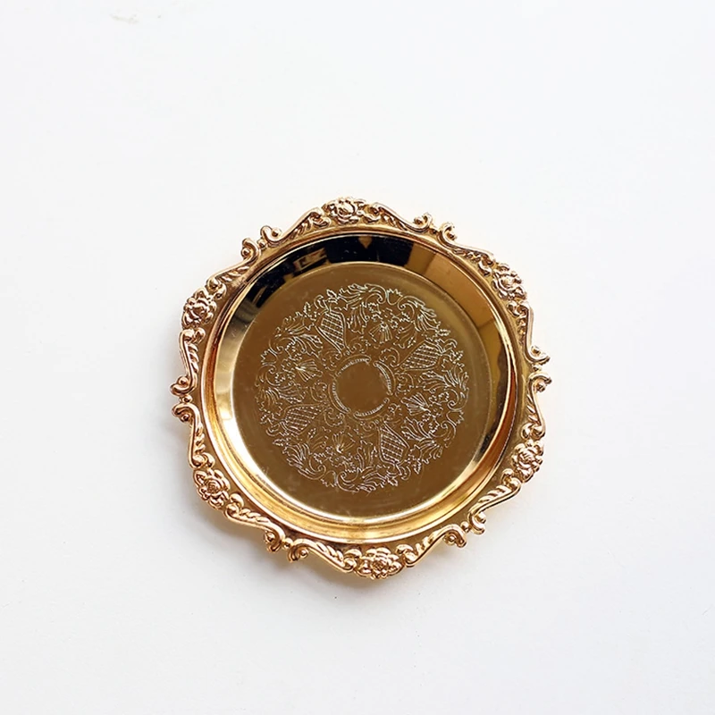 Metal Shell Storage Tray Round Glass Plate Jewelry Dish S1 Storage Tray - $6.49 CAD