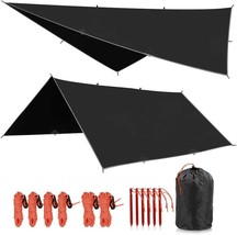 REDCAMP Hammock Rain Fly Waterproof and Lightweight, 10/12ft Tent, Black... - £33.96 GBP