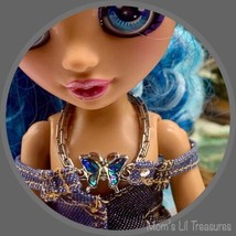 Blue Butterfly Silver Chain Doll Necklace ~ 10-12” Doll Jewelry - £5.38 GBP