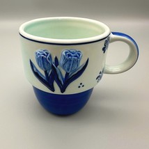 Delfts Blauw Tulip Mug 835 Holland Blue &amp; White Ceramic Vintage Floral Design - $12.82