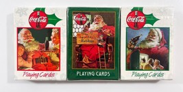 LOT OF 3 Coca Cola Christmas Playing Cards Santa Claus Plastic Coated Se... - $5.94