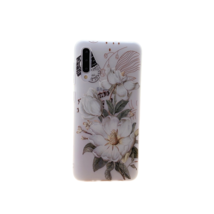 Anymob Samsung Case White Flower Vintage Relief Flower Phone Matte Soft Silicone - £19.12 GBP