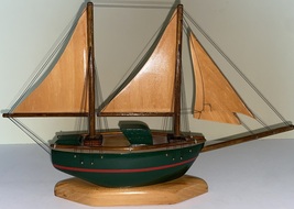 Antique Hand Crafted Wooden Sail Boat Shelf Display Beautiful  - $40.00