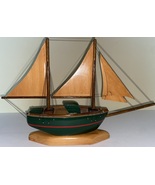 Antique Hand Crafted Wooden Sail Boat Shelf Display Beautiful  - $40.00