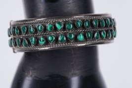 8&quot; Vintage Mexican Sterling silver malachite snake eye bracelet - £158.32 GBP