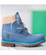 TIMBERLAND X JUST DON YOUTH&#39;S 6 INCH DENIM BOOTS Grade-School Blue A1UXT... - £70.49 GBP