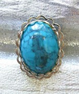 Fabulous Turquoise Blue Lucite Silver-tone Ring 1960s vintage size 9 adj... - £11.16 GBP
