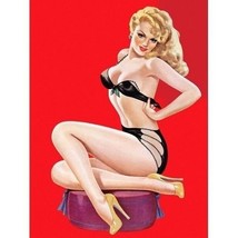 RETRO PIN UP GIRL ART / POSTER BLONDE IN SKIMPY BLACK OUTFIT #133 18X24&quot;  - $185.45 MXN