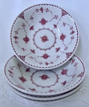 4 NEW Johnson Bros PINK Denmark Coupe Bowl 6.5&quot; Fluted Rim Cereal Soup England - $29.99