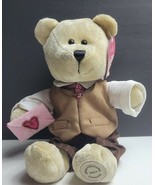 Starbucks Valentine Barista Bear 10&quot; Plush Stuffed Toy 2007 Pink Hearts ... - $11.64