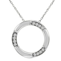 1/8 Ctw Real Moissanita Colgante Círculo Collar 14K Chapado en Oro Blanco Plata - £48.51 GBP