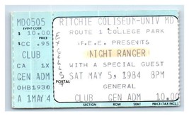 Nacht Ranger Konzert Ticket Stumpf Kann 5 1984 University Of Maryland - $49.48