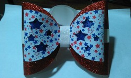 Home Made 4TH Of July Hair Bow, Red, White And Blue, 5&quot; X 4.25&quot; - $9.46