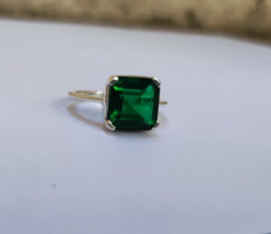 5Ct Cushion Cut Natural Green Emerald 14K White Gold Plated Ring for Man &amp; Woman - £146.43 GBP