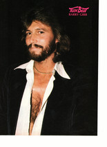 Bee Gees Barry Gibb teen magazine pinup clipping open shirt 1970&#39;s at night - £2.79 GBP