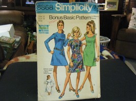 Simplicity 8868 Misses Basic Dress w/2 Necklines Pattern - Size 14 Bust 36 - £9.67 GBP