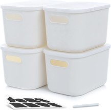 Citylife 4 Packs Plastic Storage Bins With Lids White Storage Box With Handle - £29.56 GBP