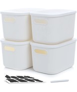 Citylife 4 Packs Plastic Storage Bins With Lids White Storage Box With H... - £26.06 GBP