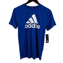Adidas Boys Blue Short Sleeve Logo Tee Size Medium New - £10.27 GBP