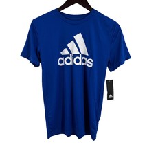 Adidas Boys Blue Short Sleeve Logo Tee Size Medium New - £10.32 GBP