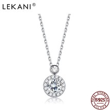 LEKANI Round Double Pendants Necklace For Women S925 Silver Twinkle Cubic Zircon - £18.67 GBP