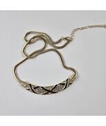 Black Enamel &amp; Rhinestone 20” Bar Necklace, 1980s Vintage - $22.76