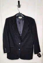 Vintage L.L Bean Women Black Cashmere Wool Blazer Jacket Over Coat Sz 12P - $26.18