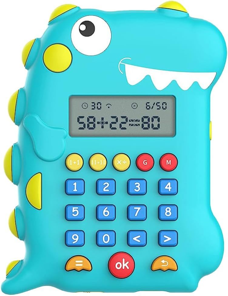 Calculator Dinosaur Shaped Calculators Cartoon Math Games Intelligent, Blue - $34.99