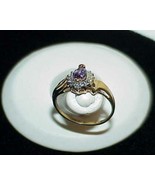 10K 1.00ct Amethyst Marquise Diamond surround Ring Yellow Gold Size 7 Vi... - $547.30 CAD