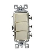 Leviton R66-01755-0TS Decora Triple Rocker Combination Switch, Light Almond - $526.01 MXN