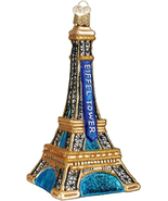 Eiffel Tower Glass Blown Christmas Tree Ornament Paris Holiday Décor - $52.84 CAD