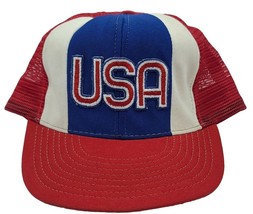 VINTAGE TEAM USA OLYMPIC SNAPBACK MESH HAT/CAP, RED, WHITE &amp; BLUE, MADE ... - £33.08 GBP