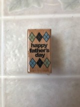 studio G Happy Father&#39;s Day Argyle Motif Rubber Stamp - £7.71 GBP